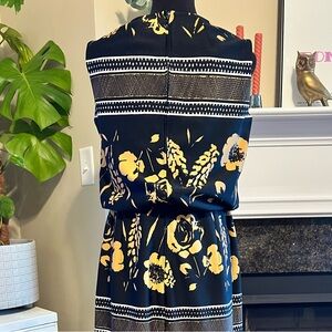 1960s/1960s Vintage Leslie Fay Tan & Black Floral Maxi Dress